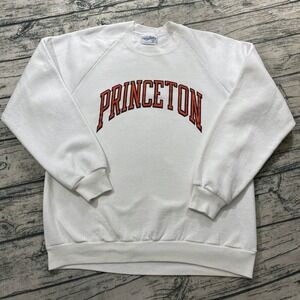 Princeton University Mens‎ Vtg L 80s Crewneck Sweatshirt White College Spellout